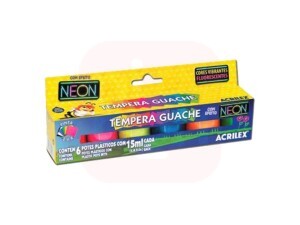 Tinta Guache 06 Cores Neon - Acrilex
