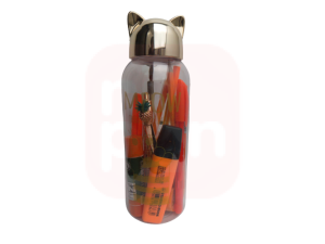 Kit Presenteável Monocromático Laranja C/ Estojo Garrafa Gato plástico